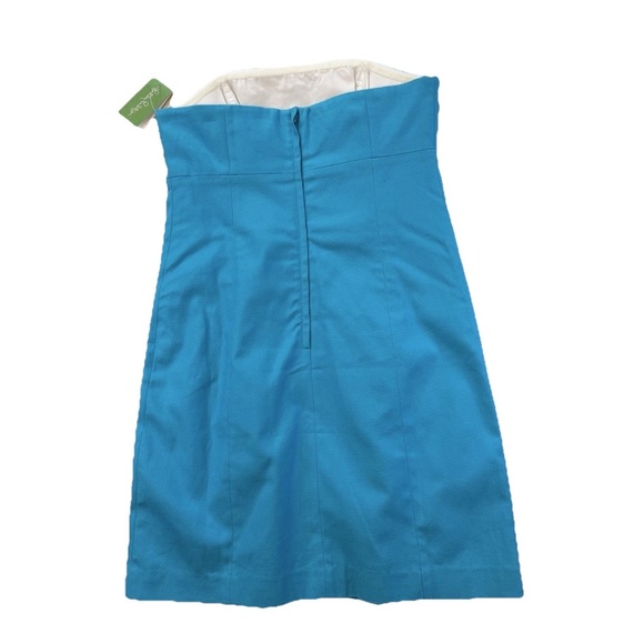 Lilly Pulitzer Size 10 Bowen Tourquise Lorac Panel Embroidery Strapless Dress - Picture 3 of 14